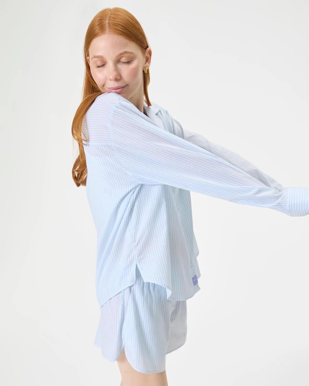 Foto 5 pulgar | Camisa De Dormir Florence By Mills Para Mujer, Manga Larga, Blanco Y Azul A Rayas - Venta Internacional.