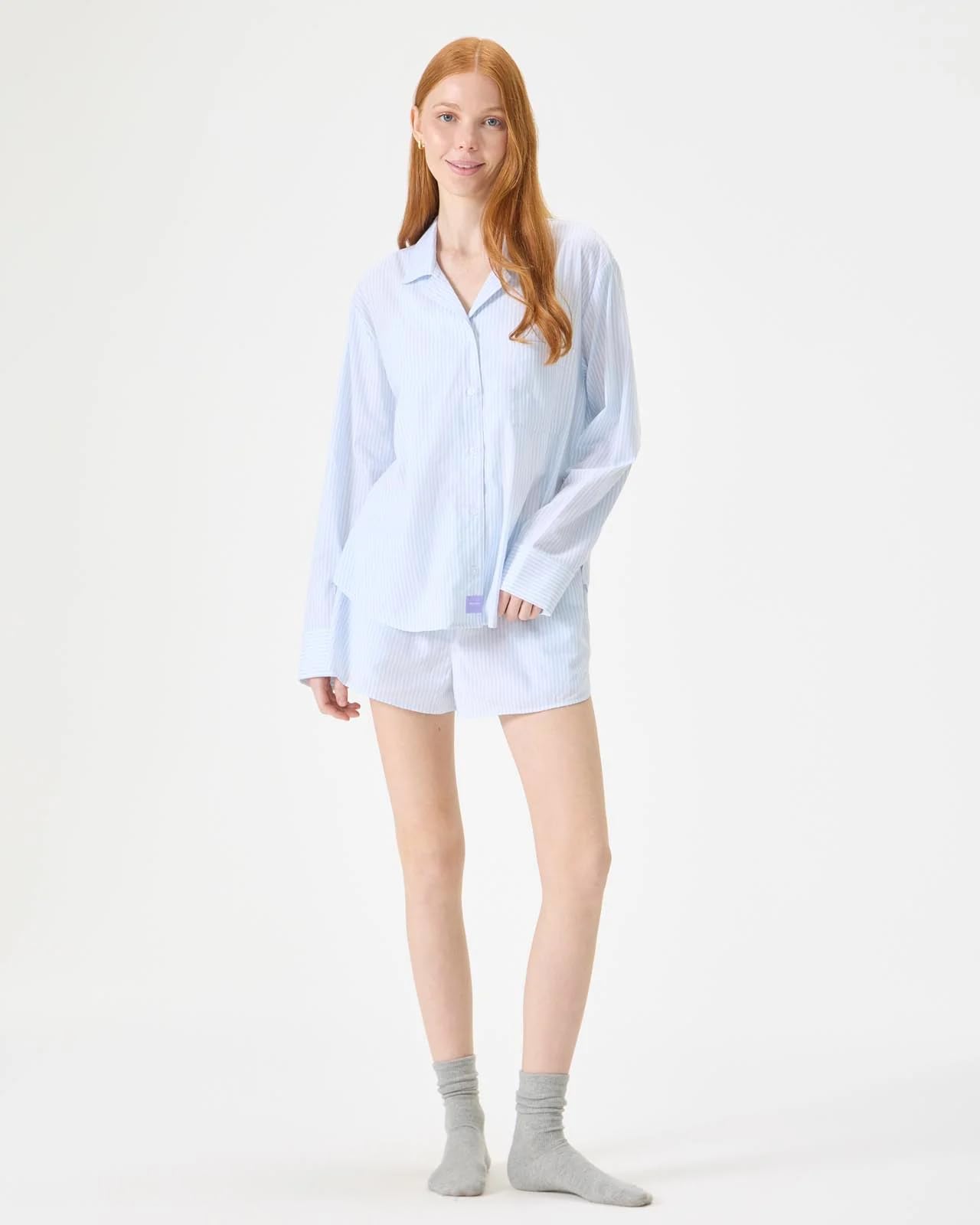 Foto 6 pulgar | Camisa De Dormir Florence By Mills Para Mujer, Manga Larga, Blanco Y Azul A Rayas - Venta Internacional.