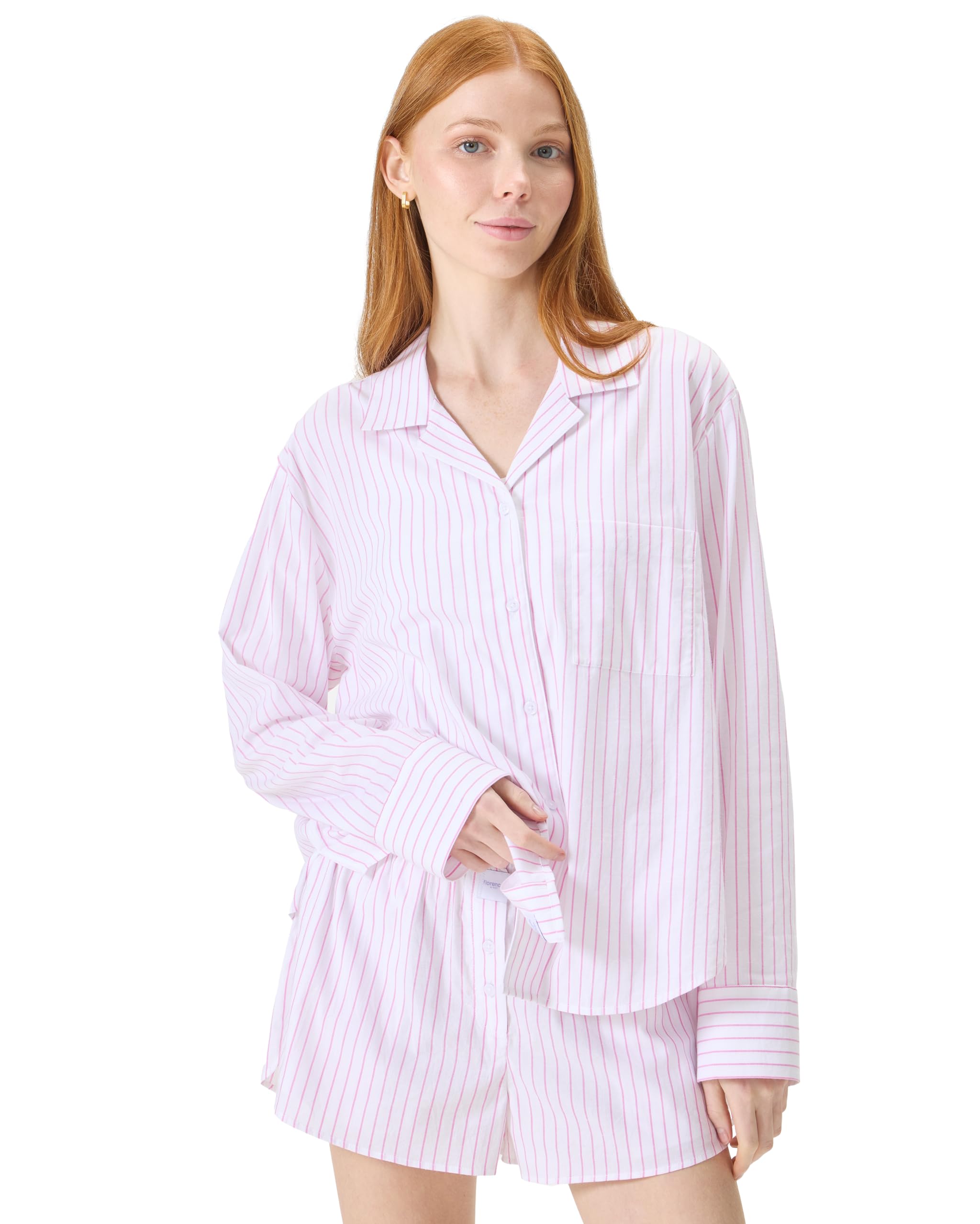 Foto 2 pulgar | Camisa De Dormir Florence By Mills Para Mujer, Manga Larga, Blanco Y Rosa - Venta Internacional.