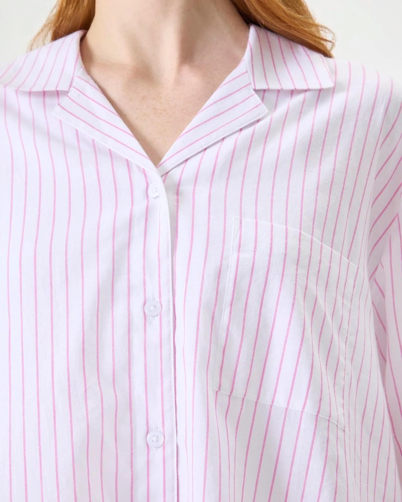 Foto 5 pulgar | Camisa De Dormir Florence By Mills Para Mujer, Manga Larga, Blanco Y Rosa - Venta Internacional.