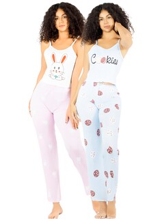 Foto 1 | Set De 2 Conjunto Pijama Mujer Blusa Y Pantalón Dama Pij-089-px2 Variedad De Diseños Piyama Pyjama