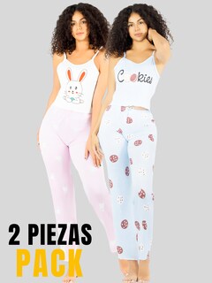 Foto 5 | Set De 2 Conjunto Pijama Mujer Blusa Y Pantalón Dama Pij-089-px2 Variedad De Diseños Piyama Pyjama