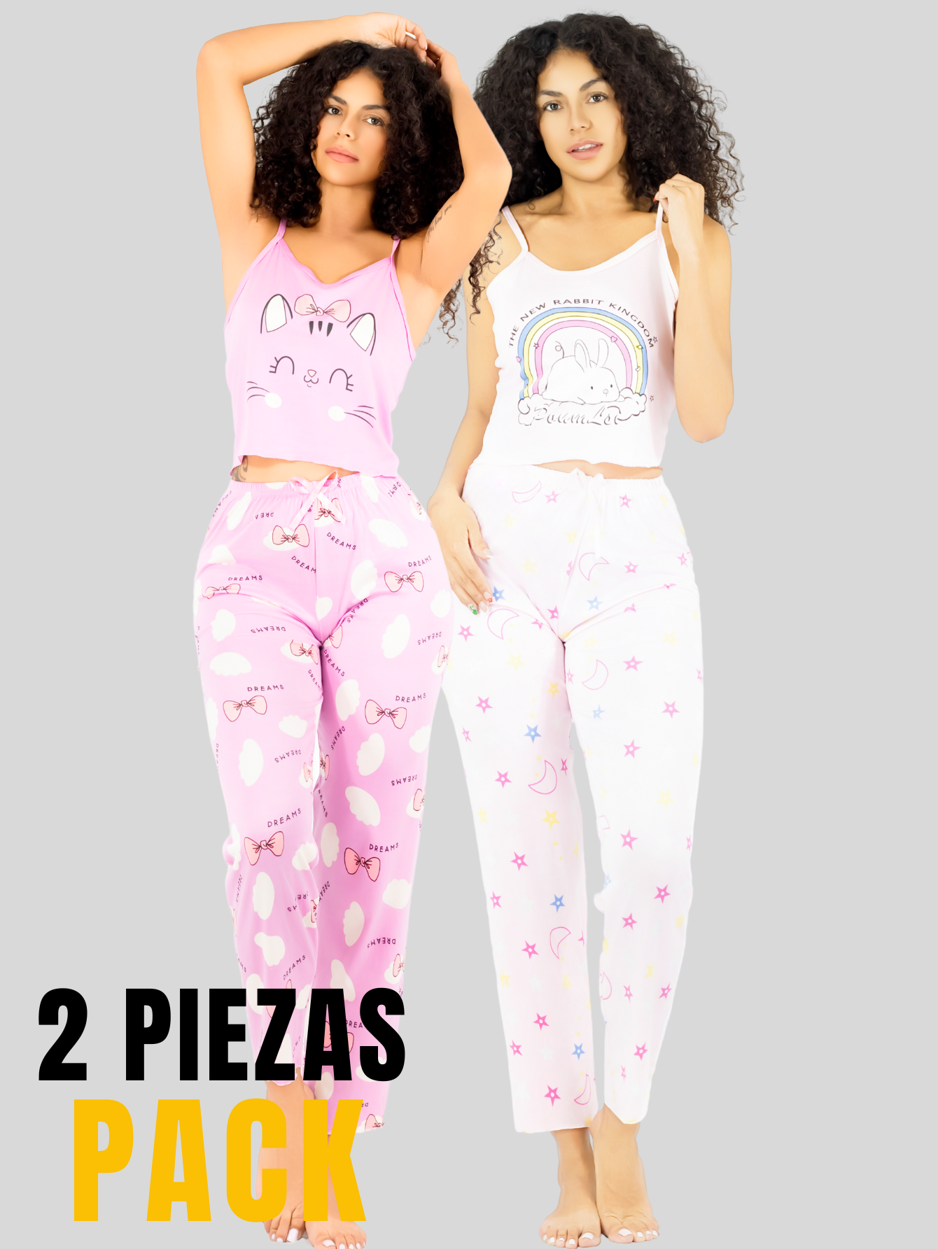 Foto 6 pulgar | Set De 2 Conjunto Pijama Mujer Blusa Y Pantalón Dama Pij-089-px2 Variedad De Diseños Piyama Pyjama