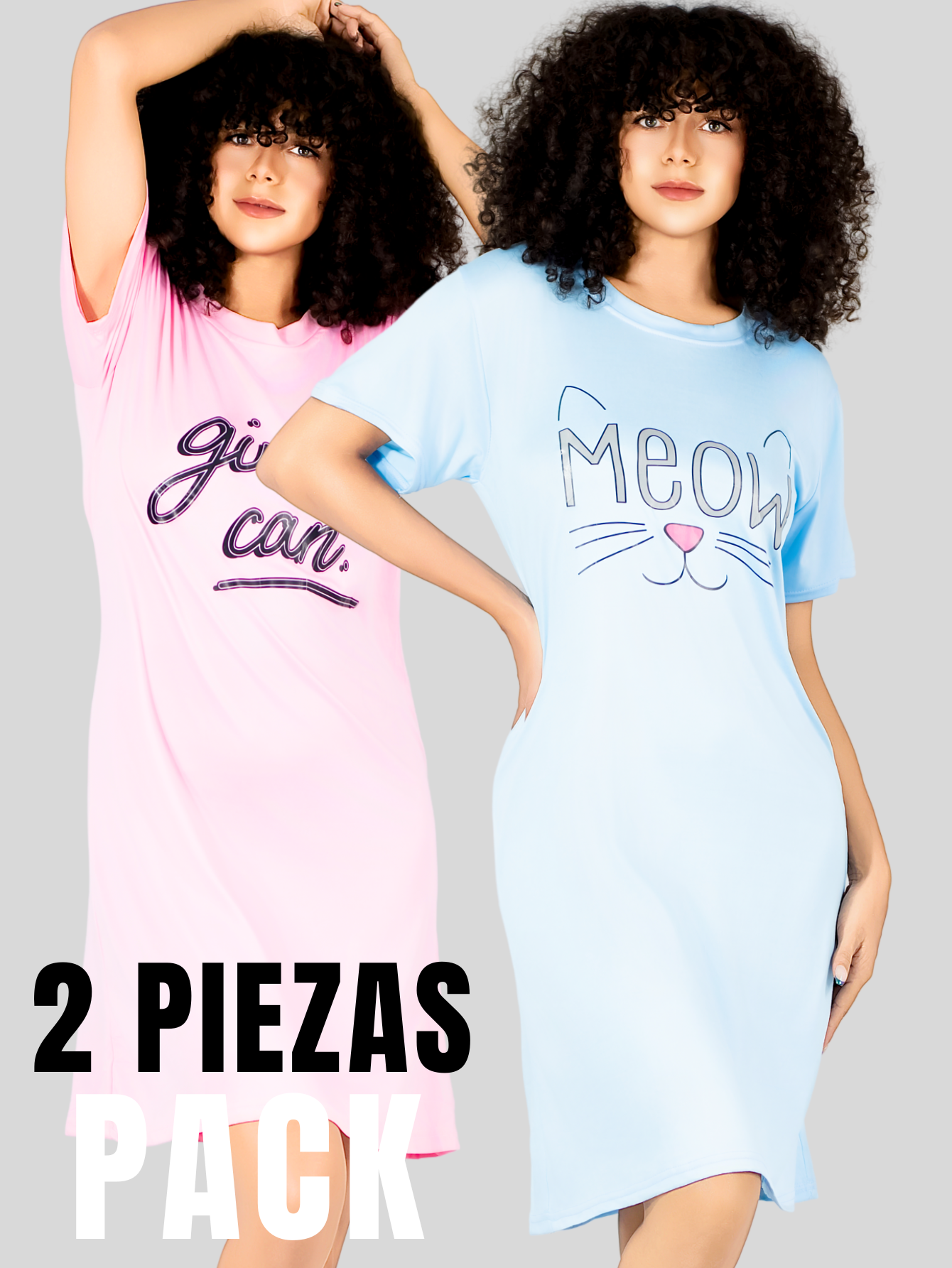 Foto 5 | Set De 2 Camisones Para Dormir Mujer Pijama Aesthetic Batas Pij-08-2 D47 Y D48 Dama Bluson