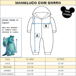 Foto 8 | Mameluco para Adulto Disney 2475 Sulley Azul Bordado