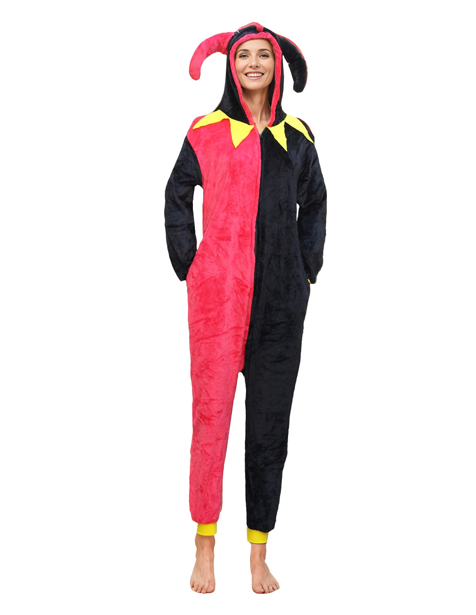 Mameluco Pijama De Polar Bomy  Arlequín Rojo