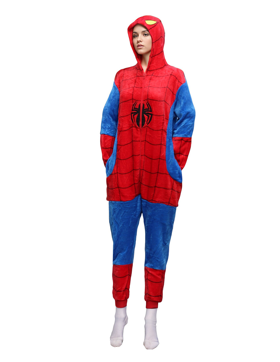 Foto 2 pulgar | Pijama Mameluco de Polar Spiderman Rojo para Mujer