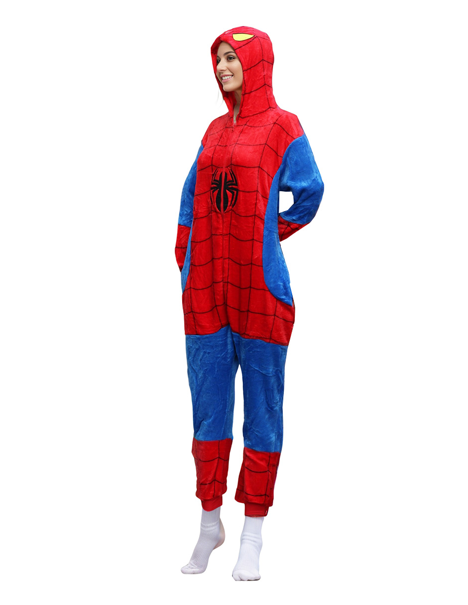 Foto 3 pulgar | Pijama Mameluco de Polar Spiderman Rojo para Mujer