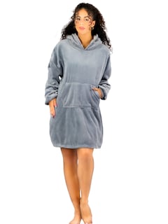 Foto 1 | Camison Para Dormir Mujer Pijama Aborregada Batas Dama Bluson Pij-087 Gris Maxi Sudadera Polar