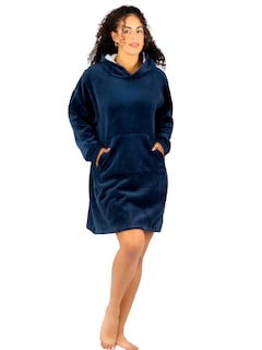 Foto 1 | Camison Para Dormir Mujer Pijama Aborregada Batas Dama Bluson Pij-087 Marino Maxi Sudadera Polar