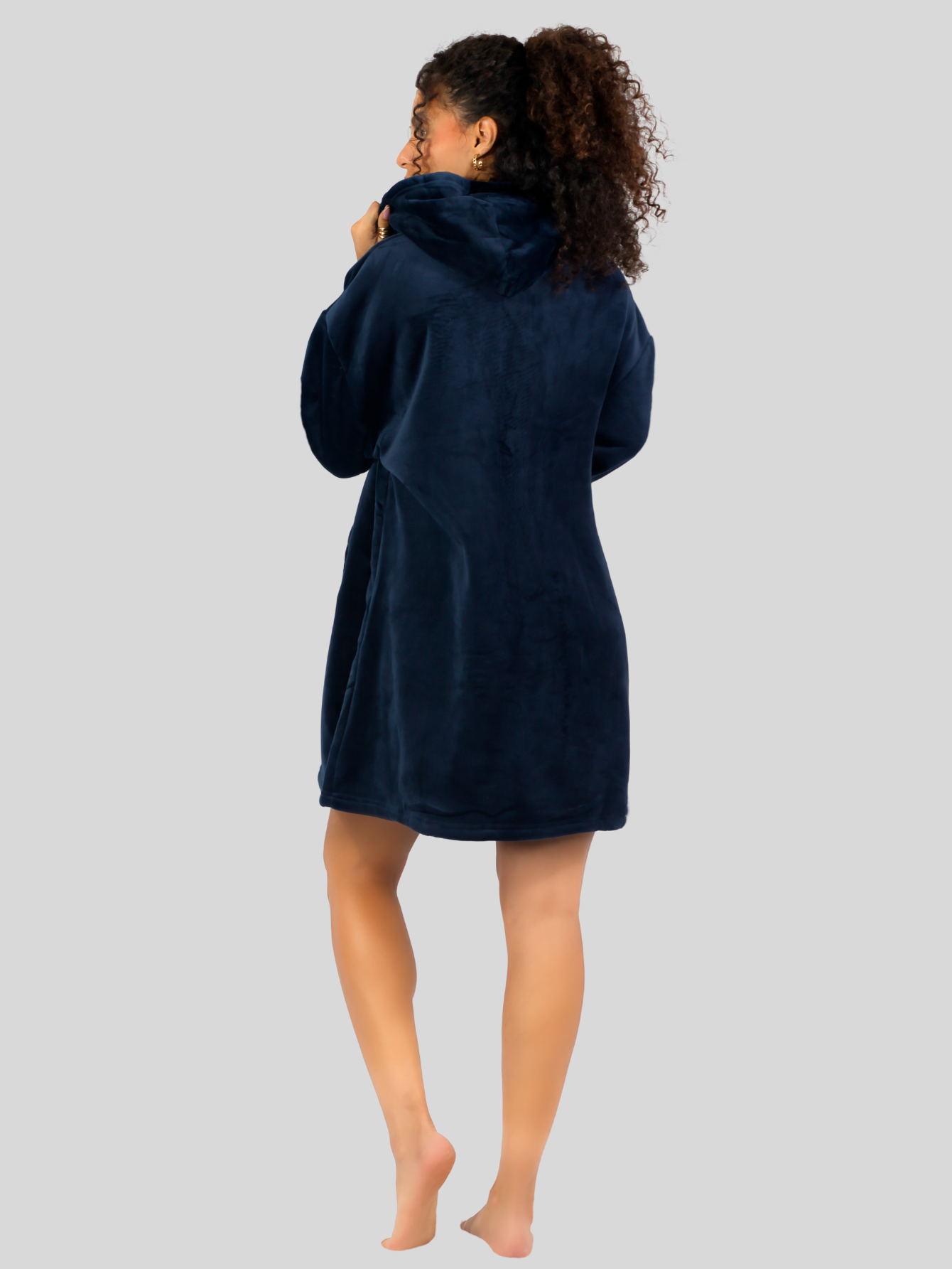 Foto 4 pulgar | Camison Para Dormir Mujer Pijama Aborregada Batas Dama Bluson Pij-087 Marino Maxi Sudadera Polar