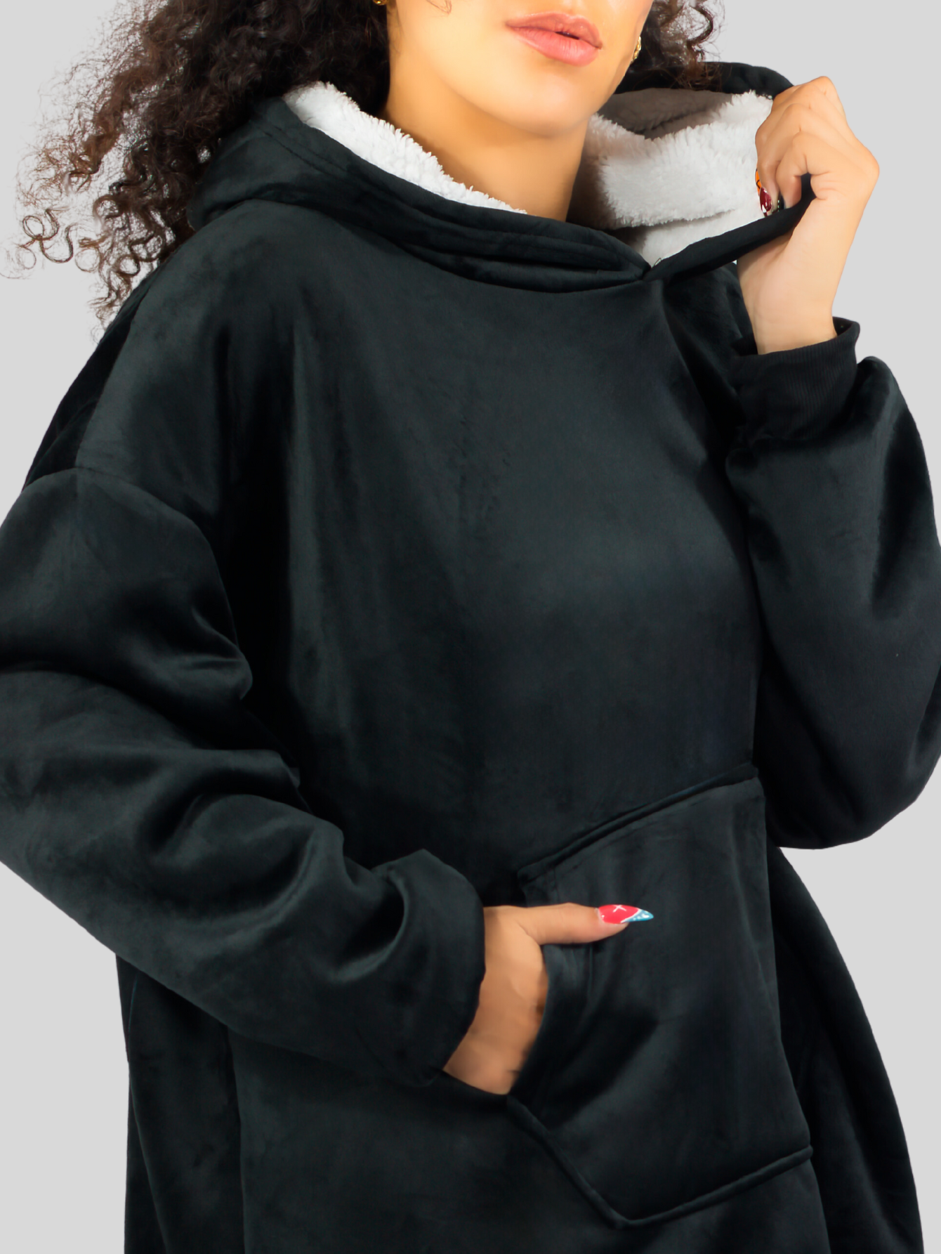 Foto 7 pulgar | Camison Para Dormir Mujer Pijama Aborregada Batas Dama Bluson Pij-087 Negro Maxi Sudadera Polar