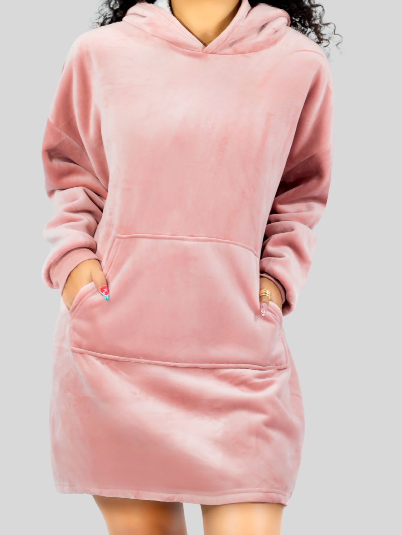 Foto 5 pulgar | Camison Para Dormir Mujer Pijama Aborregada Batas Dama Bluson Pij-087 Rosa Maxi Sudadera Polar