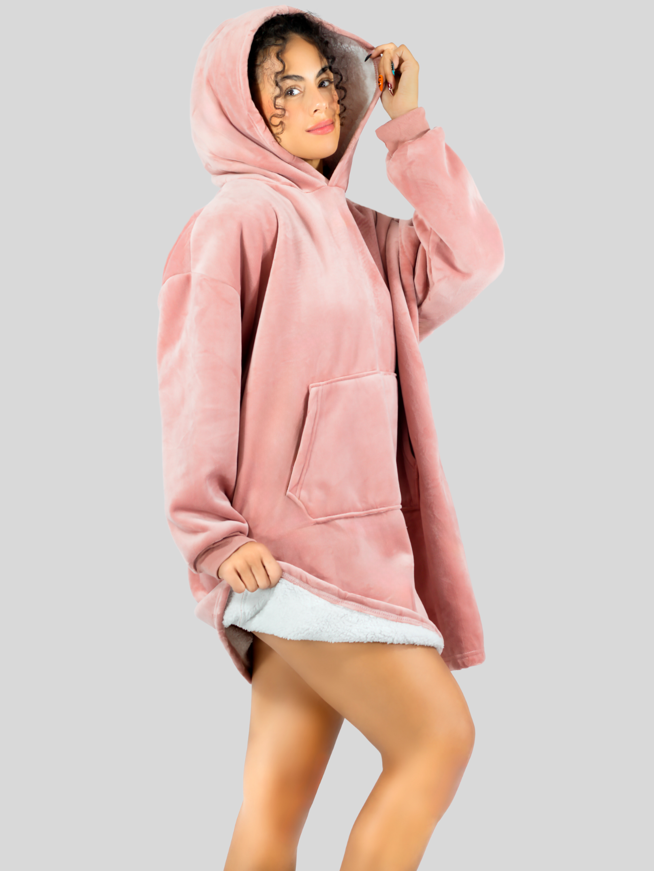 Foto 6 pulgar | Camison Para Dormir Mujer Pijama Aborregada Batas Dama Bluson Pij-087 Rosa Maxi Sudadera Polar