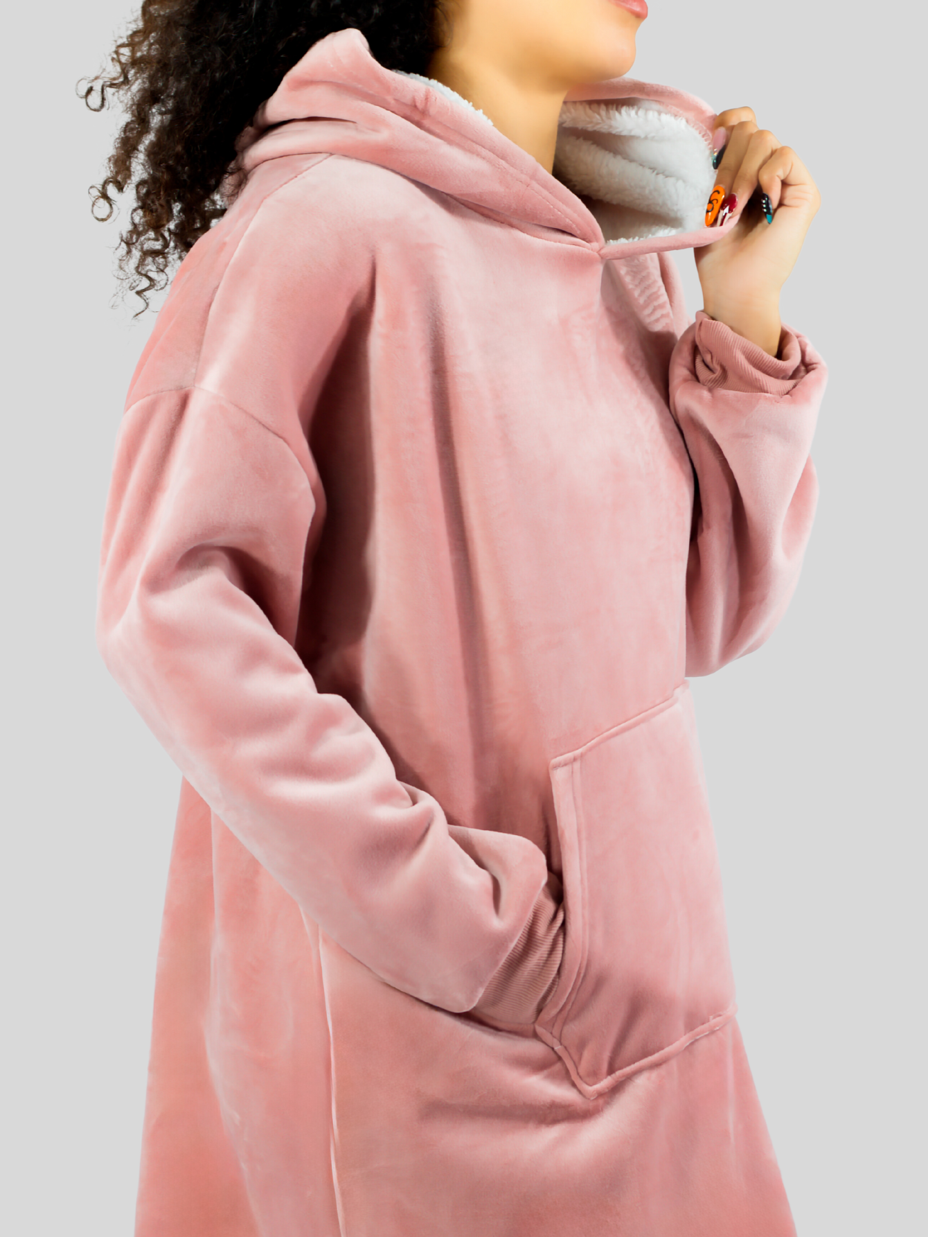 Foto 7 pulgar | Camison Para Dormir Mujer Pijama Aborregada Batas Dama Bluson Pij-087 Rosa Maxi Sudadera Polar