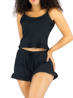 Foto 1 | Ropa Para Dormir Mujer Verano Short + Blusa Fresca Pij-092 Negro Pijama Fresca