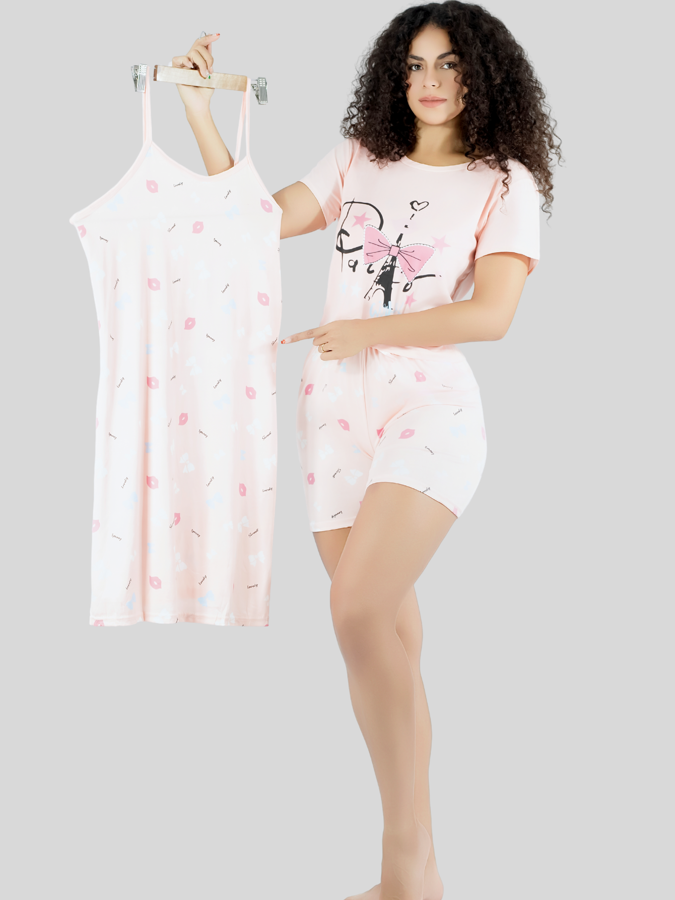 Foto 3 pulgar | Set Pijama 3 Piezas Mujer Verano Pij-096 D7 Bata Top Y Short