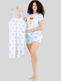 Foto 2 | Set Pijama 3 Piezas Mujer Verano Pij-096 D1 Bata Top Y Short