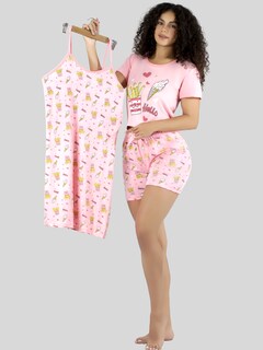 Foto 2 | Set Pijama 3 Piezas Mujer Verano Pij-096 D4 Bata Top Y Short