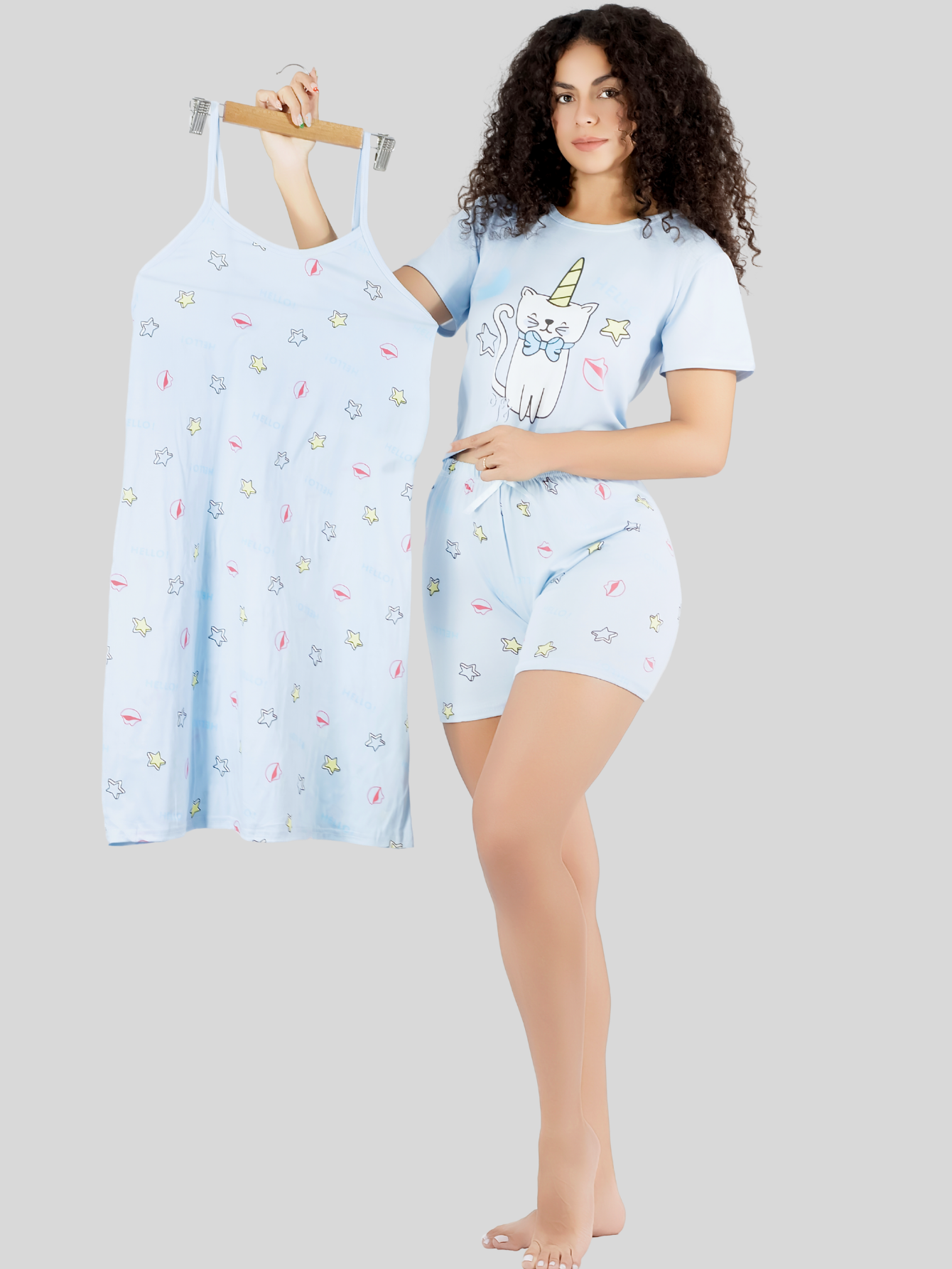 Foto 2 | Set Pijama 3 Piezas Mujer Verano Pij-096 D8 Bata Top Y Short