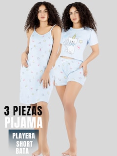 Foto 5 | Set Pijama 3 Piezas Mujer Verano Pij-096 D8 Bata Top Y Short