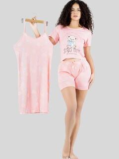 Foto 2 | Set Pijama 3 Piezas Mujer Verano Pij-096 D3 Bata Top Y Short