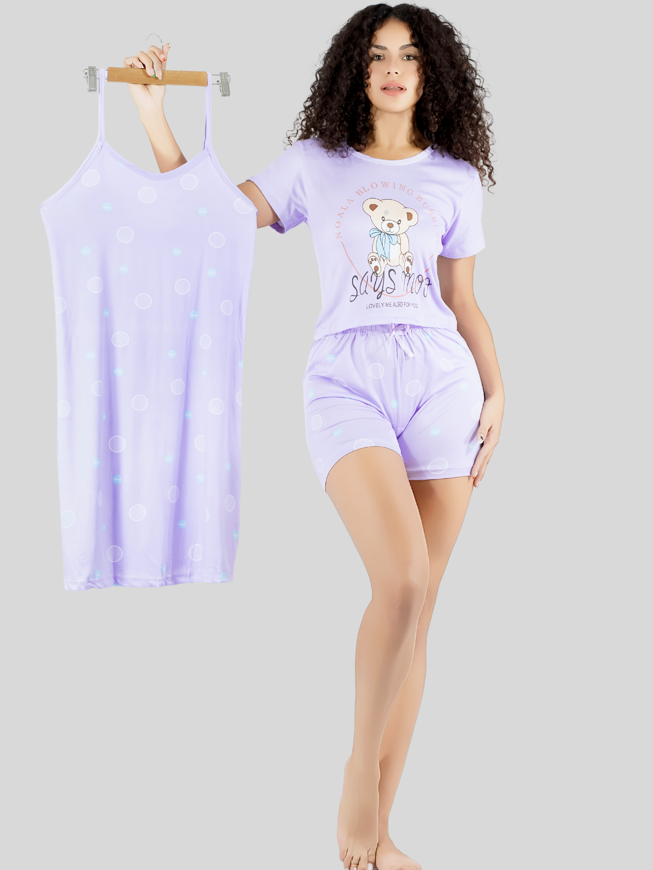Foto 3 pulgar | Set Pijama 3 Piezas Mujer Verano Pij-096 D2 Bata Top Y Short