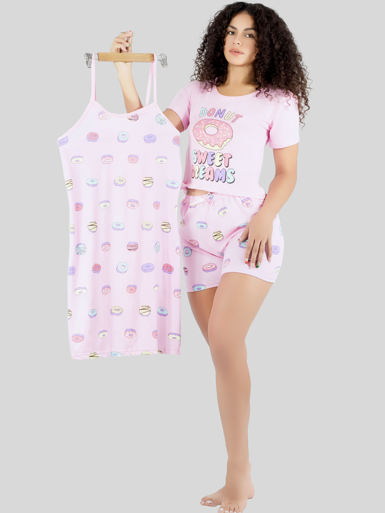 Foto 3 pulgar | Set Pijama 3 Piezas Mujer Verano Pij-096 D6 Bata Top Y Short