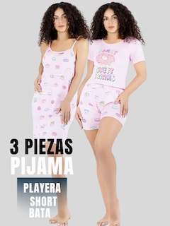 Foto 5 | Set Pijama 3 Piezas Mujer Verano Pij-096 D6 Bata Top Y Short