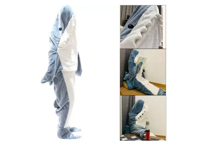 Foto 5 pulgar | Xtellar Manta-pijama Con Capucha De Tiburón, Ideal Para Adultos Y Niños