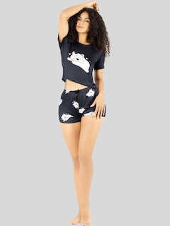 Foto 4 | Pijama 3 Piezas Mujer Short Blusa Playera Pij-094 Diseño 8 Suave Cómoda Relax