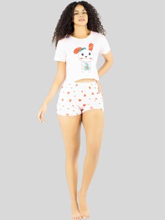 Foto 4 | Pijama 3 Piezas Mujer Short Blusa Playera Pij-094 Diseño 7 Suave Cómoda Relax
