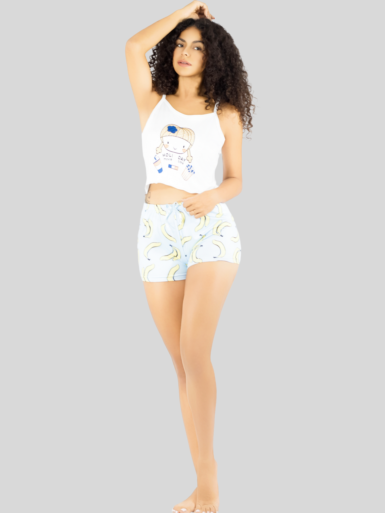 Foto 7 pulgar | Pijama 3 Piezas Mujer Short Blusa Playera Pij-094 Diseño 3 Suave Cómoda Relax