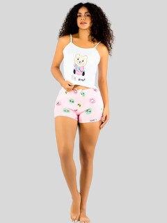 Foto 6 | Pijama 3 Piezas Mujer Short Blusa Playera Pij-094 Diseño 4 Suave Cómoda Relax