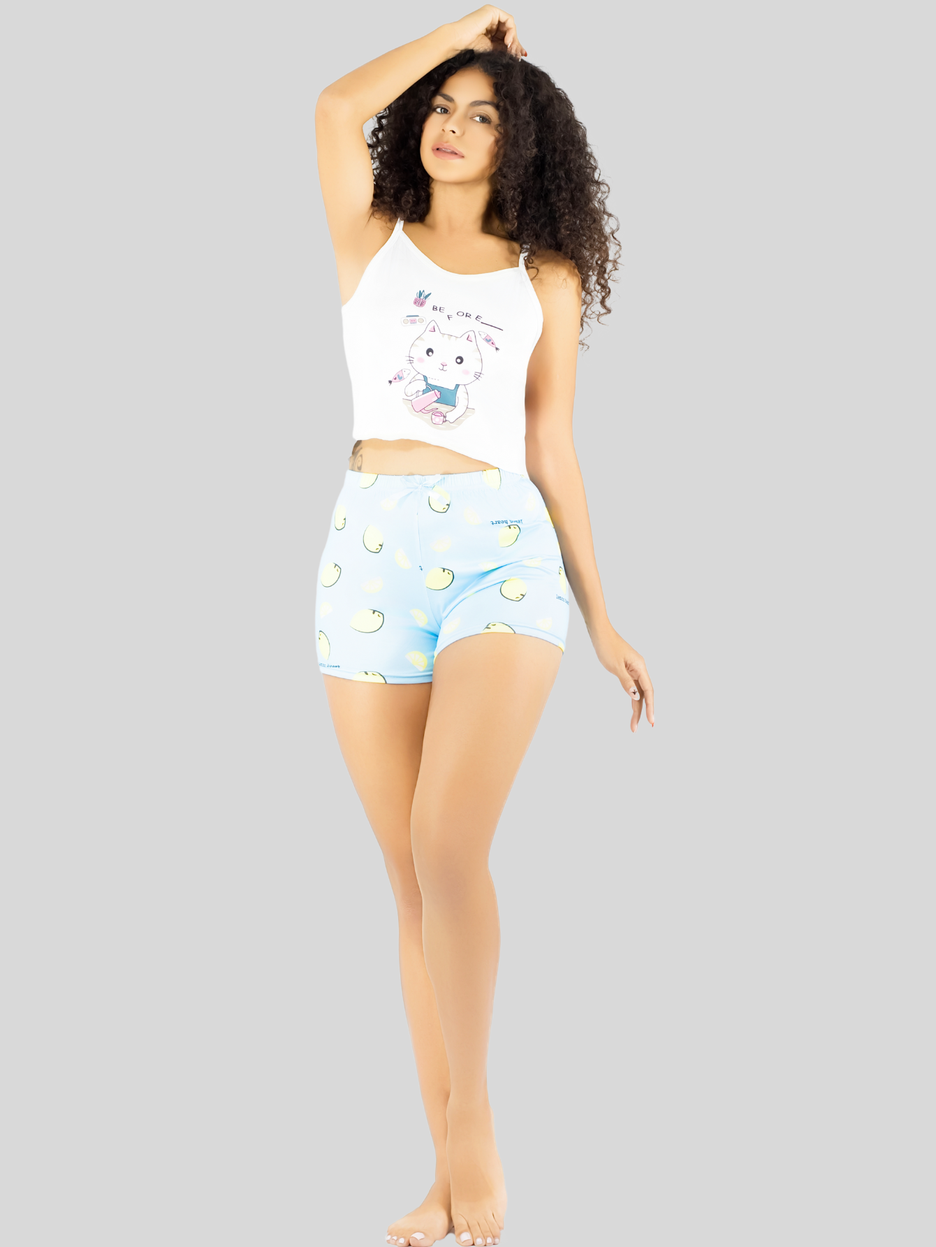 Foto 7 pulgar | Pijama 3 Piezas Mujer Short Blusa Playera Pij-094 Diseño 6 Suave Cómoda Relax