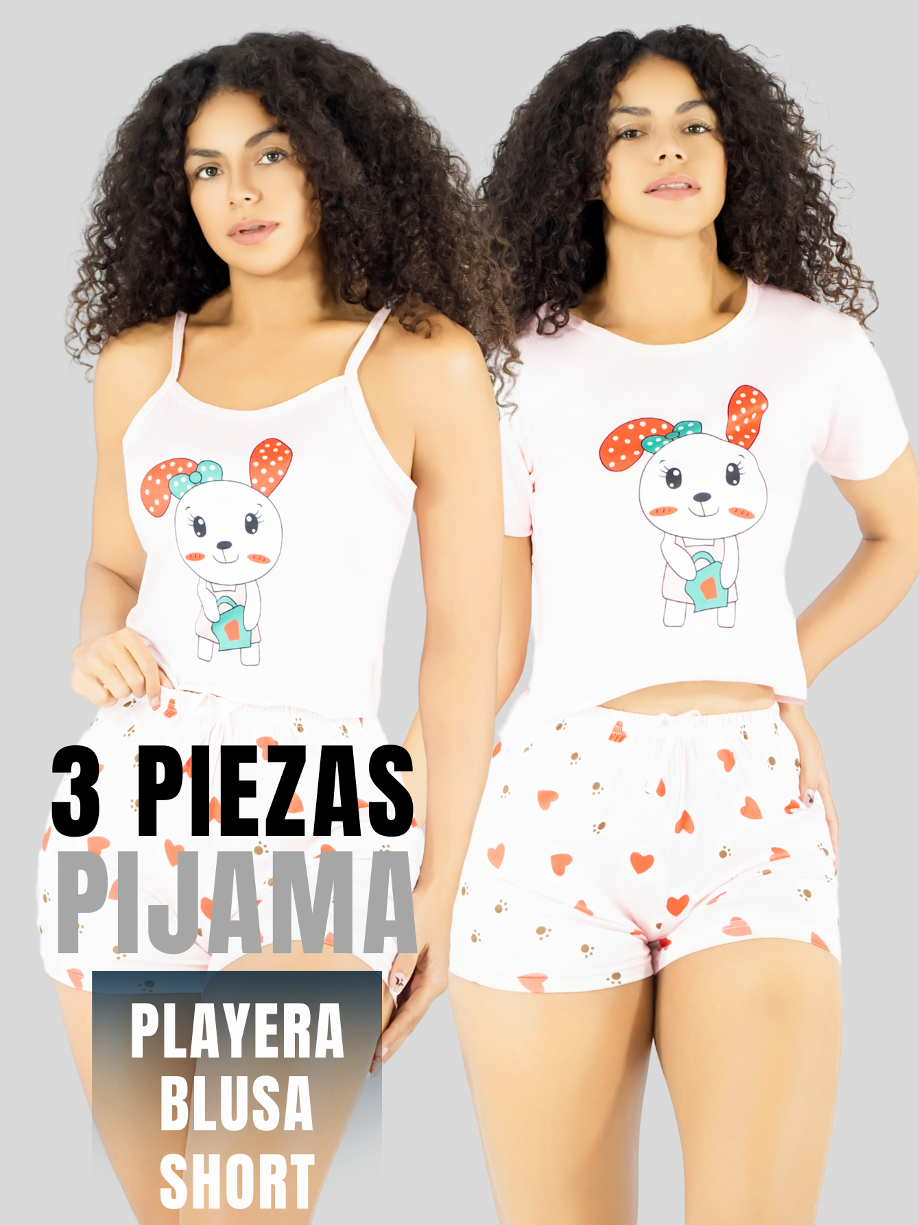Foto 6 pulgar | Pijama 3 Piezas Mujer Short Blusa Playera Pij-094 Diseño 7 Suave Cómoda Relax