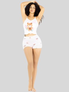 Foto 6 | Pijama 3 Piezas Mujer Short Blusa Playera Pij-094 Diseño 1 Suave Cómoda Relax