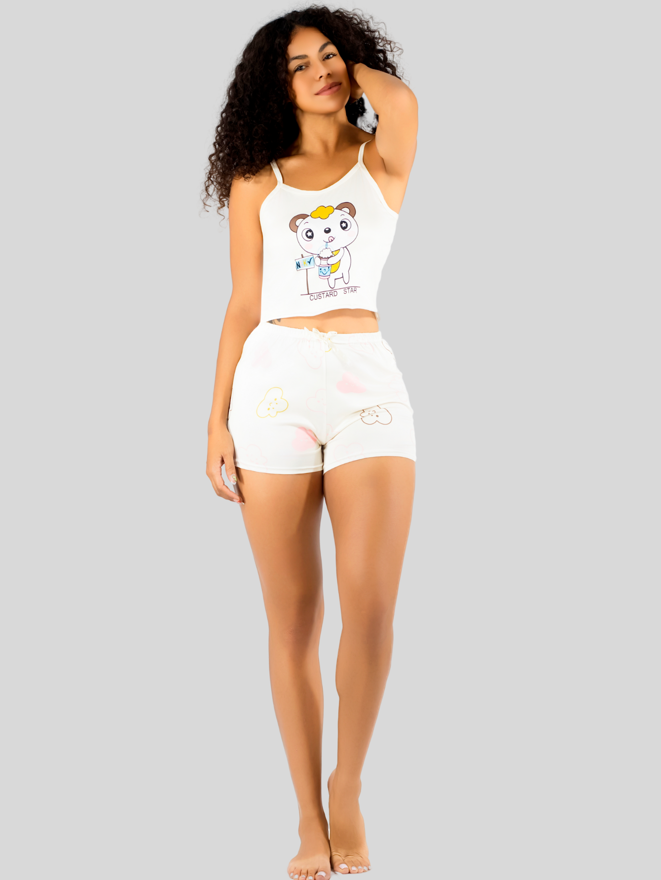 Foto 7 pulgar | Pijama 3 Piezas Mujer Short Blusa Playera Pij-094 Diseño 5 Suave Cómoda Relax
