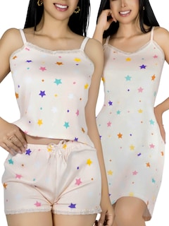 Foto 1 | Set Pijama 3 Piezas Mujer Verano Pij-095 D8 Bata Top Y Short