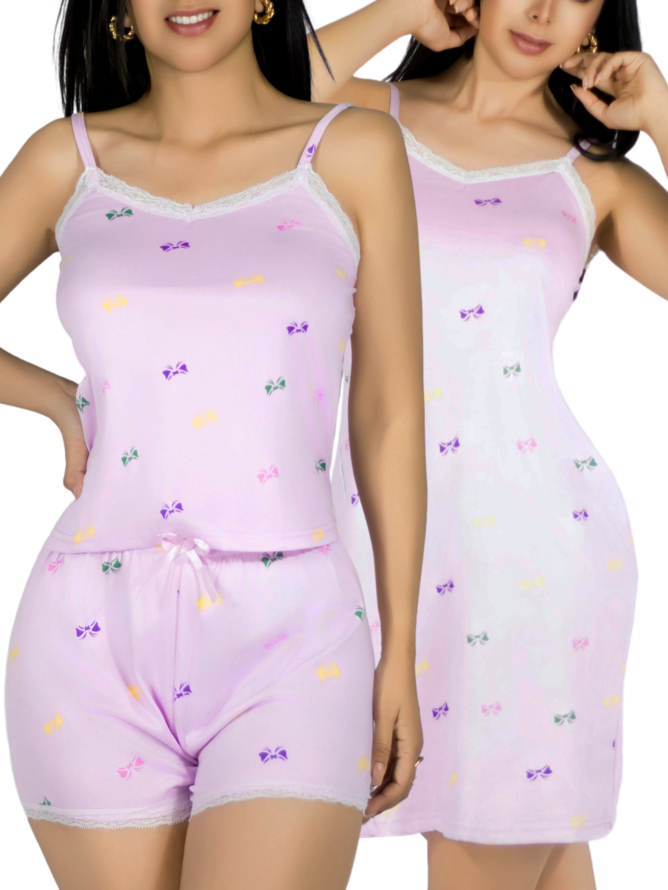 Foto 2 pulgar | Set Pijama 3 Piezas Mujer Verano Pij-095 D4 Bata Top Y Short