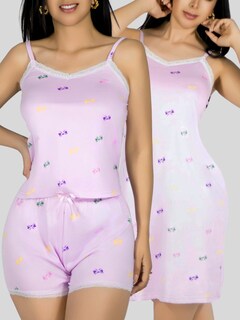 Foto 5 | Set Pijama 3 Piezas Mujer Verano Pij-095 D4 Bata Top Y Short