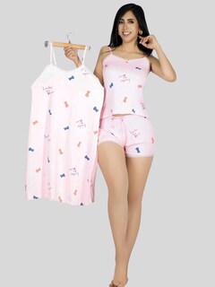 Foto 2 | Set Pijama 3 Piezas Mujer Verano Pij-095 D10 Bata Top Y Short
