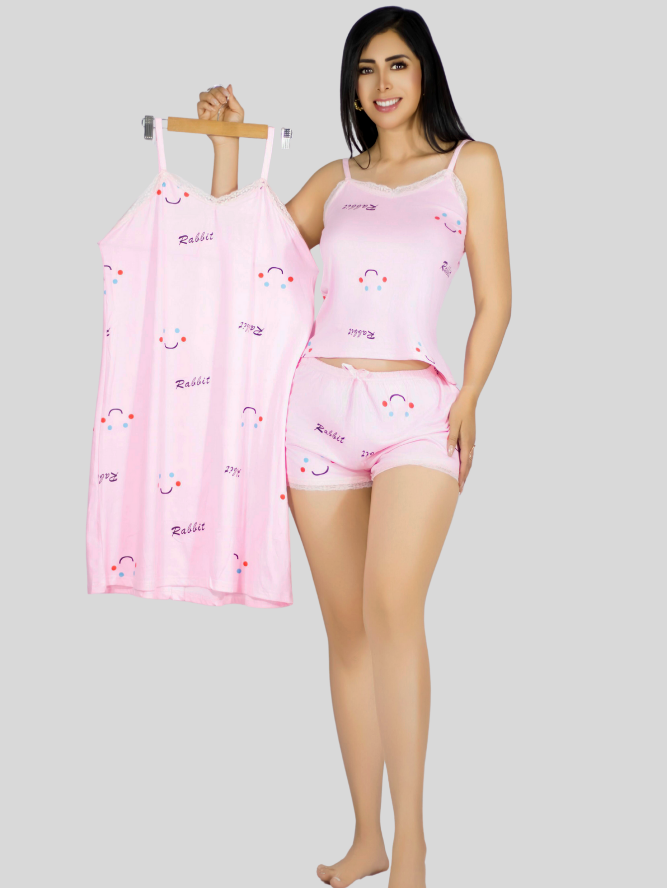 Foto 2 | Set Pijama 3 Piezas Mujer Verano Pij-095 D6 Bata Top Y Short