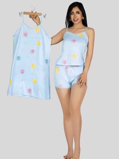 Foto 2 | Set Pijama 3 Piezas Mujer Verano Pij-095 D1 Bata Top Y Short