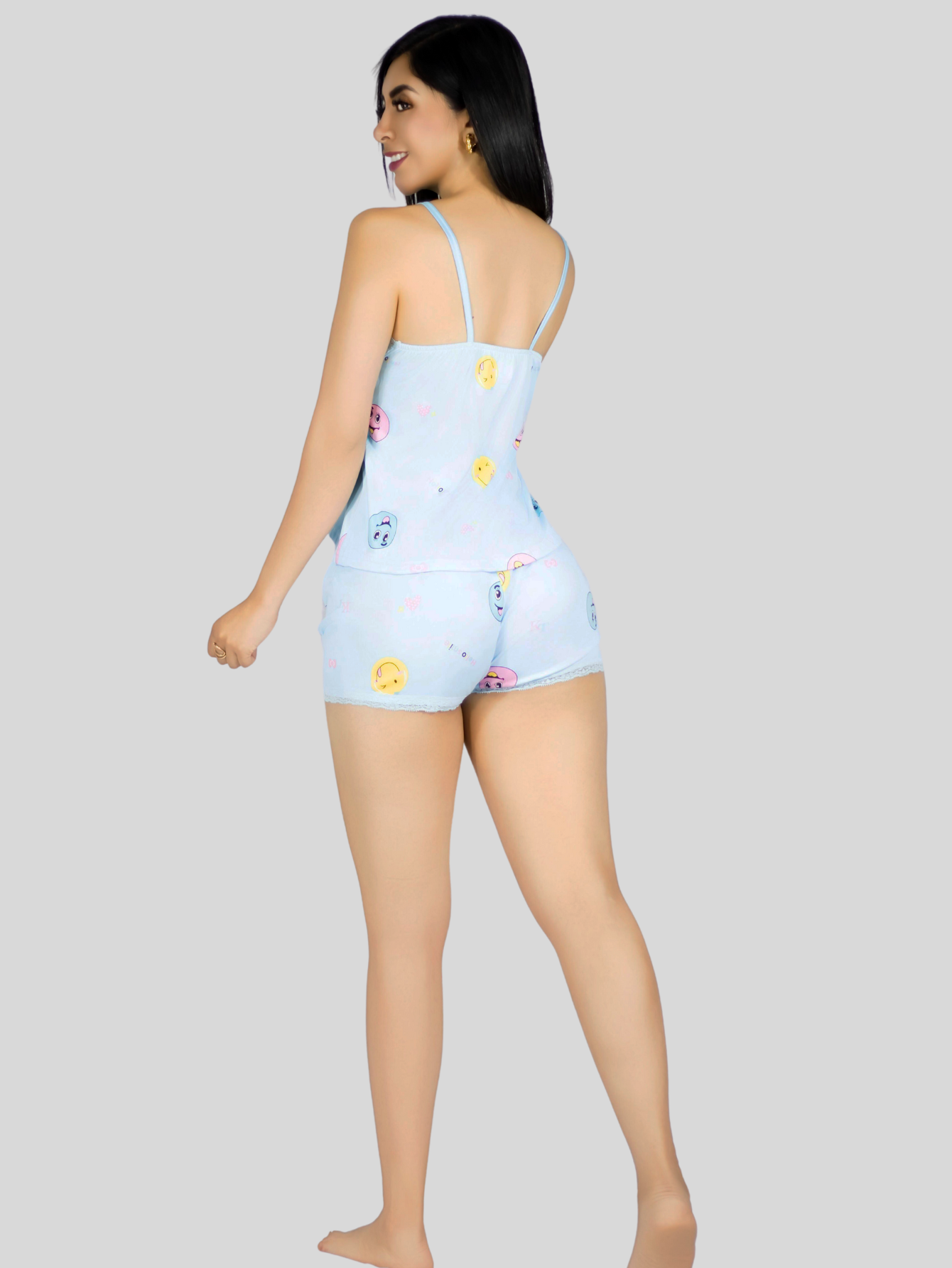 Foto 4 pulgar | Set Pijama 3 Piezas Mujer Verano Pij-095 D1 Bata Top Y Short