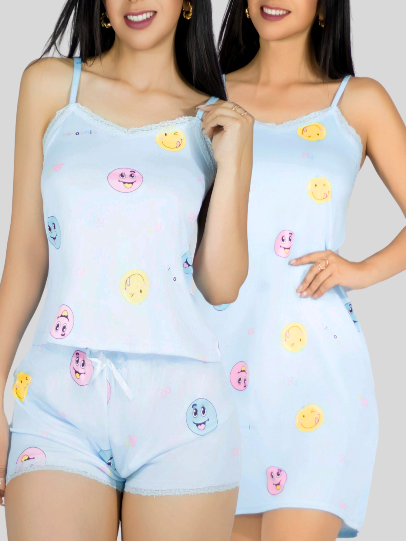 Foto 6 pulgar | Set Pijama 3 Piezas Mujer Verano Pij-095 D1 Bata Top Y Short