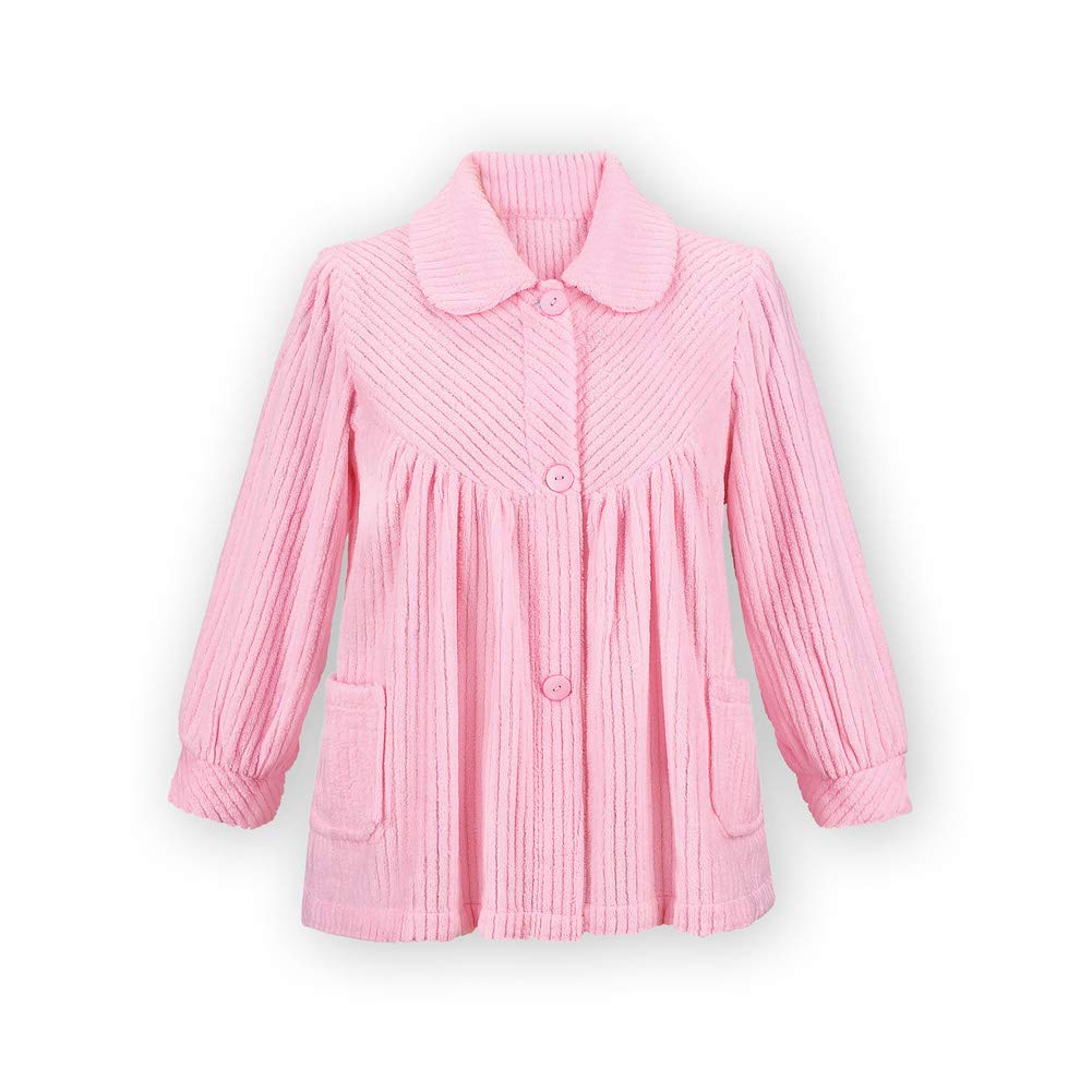 Foto 2 pulgar | Camisola de Noche Forro Polar Suave con Botones Rosa - Venta Internacional