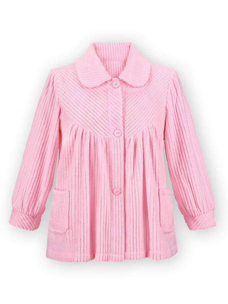 Foto 4 pulgar | Camisola de Noche Forro Polar Suave con Botones Rosa - Venta Internacional