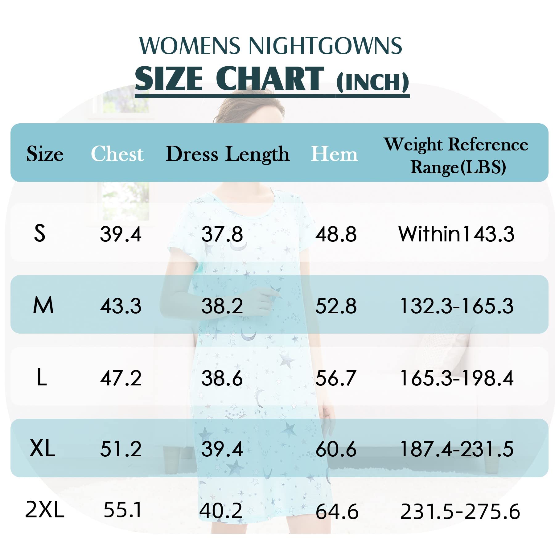 Foto 7 | Camisa de Dormir de Manga Corta de Algodón Zando Gightgown para Mujer - Venta Internacional