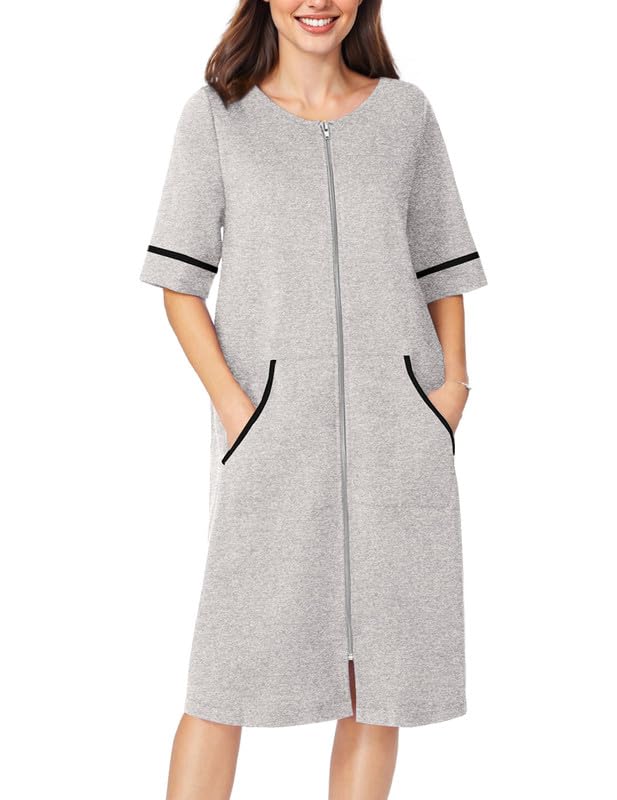 Foto 2 pulgar | Camisón Ekouaer para Mujer Manga Corta Gris - Venta Internacional